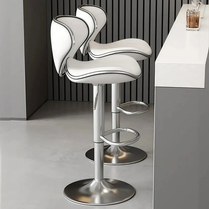 Tabouret de bar réglable pivotant à coussin en cuir
