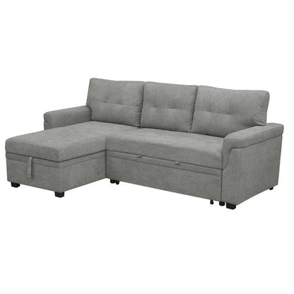 Canapé d'angle réversible convertible avec lit gigogne, méridienne de rangement et pieds durables