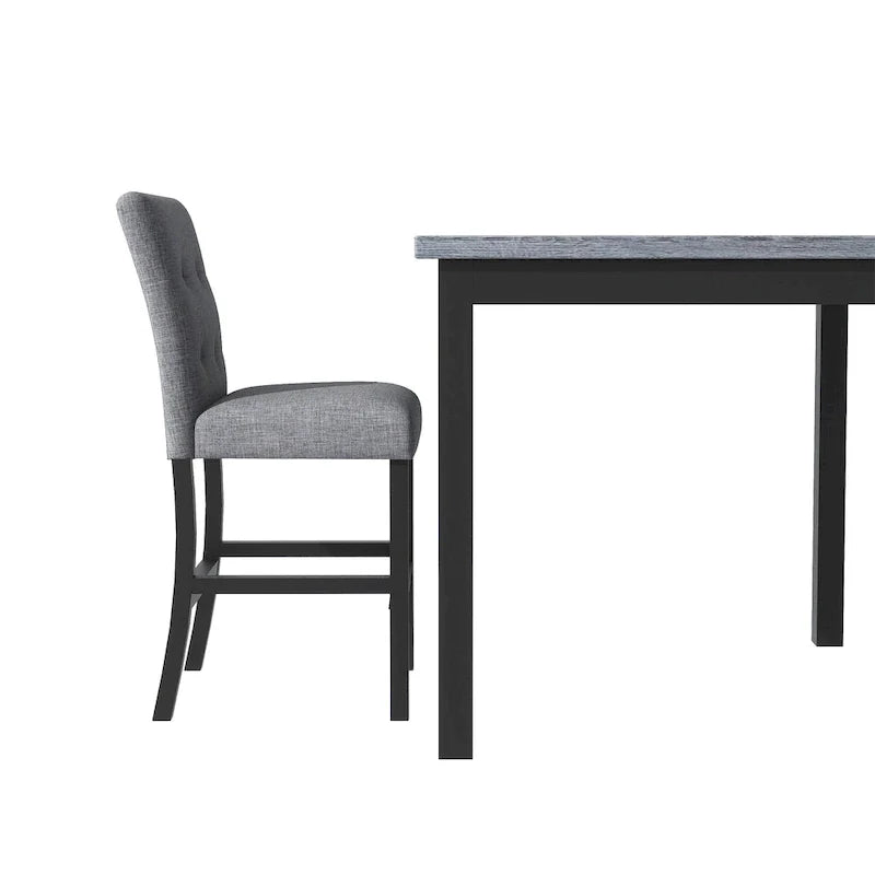 Ensemble de salle à manger 5 pièces hauteur comptoir, ensemble de table à manger en bois avec table rectangulaire et 4 chaises hautes rembourrées