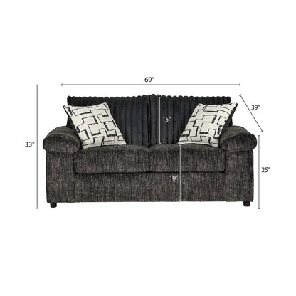 Ensemble canapé et causeuse en velours côtelé à grosses côtes Nason de Roundhill Furniture
