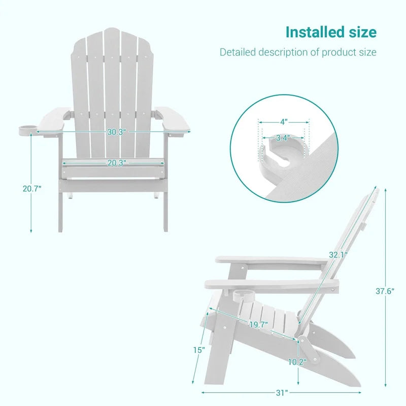 Bonosuki Lot de 2 chaises pliantes Adirondack pour patio et brasero