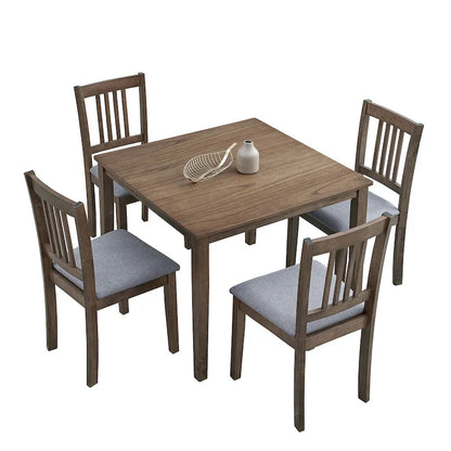 Ensemble Table et Chaises de Salle à Manger Carrée en Bois, Table à Manger Décontractée avec 4 Chaises de Salle à Manger Rembourrées pour Coin Repas de Cuisine
