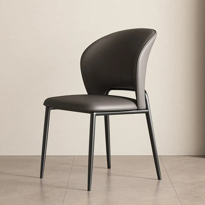 Chaise de salle à manger moderne en similicuir courbé à dossier bas