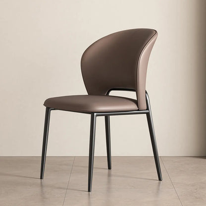 Chaise de salle à manger moderne en similicuir courbé à dossier bas
