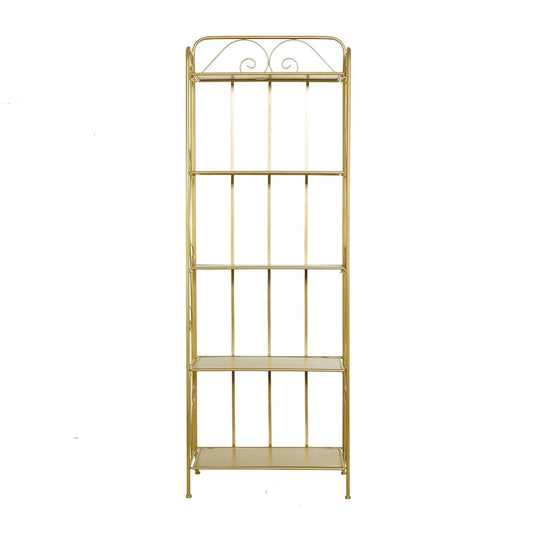 Étagère de Boulanger Pliable Haute à 5 Niveaux en Métal Décoratif pour Intérieur/Extérieur - Or ou Blanc - Roche River Decor