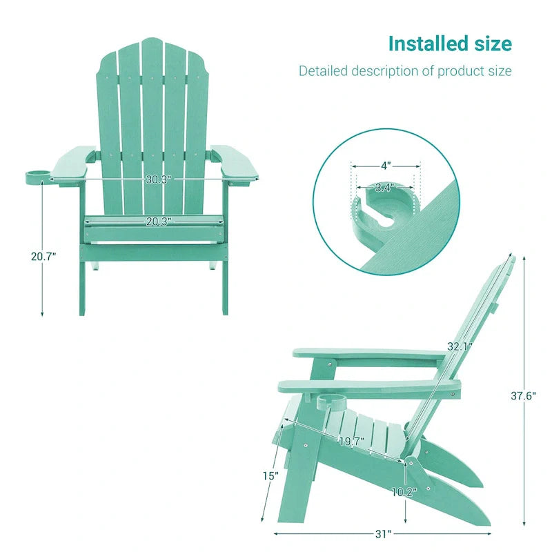 Bonosuki Lot de 2 chaises pliantes Adirondack pour patio et brasero