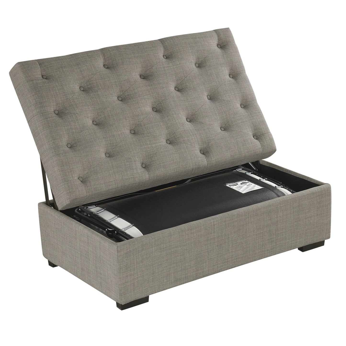 Pouf lit pliant, pouf de 126 cm avec lit pliant, pouf-lit convertible avec matelas à mémoire de forme et design capitonné