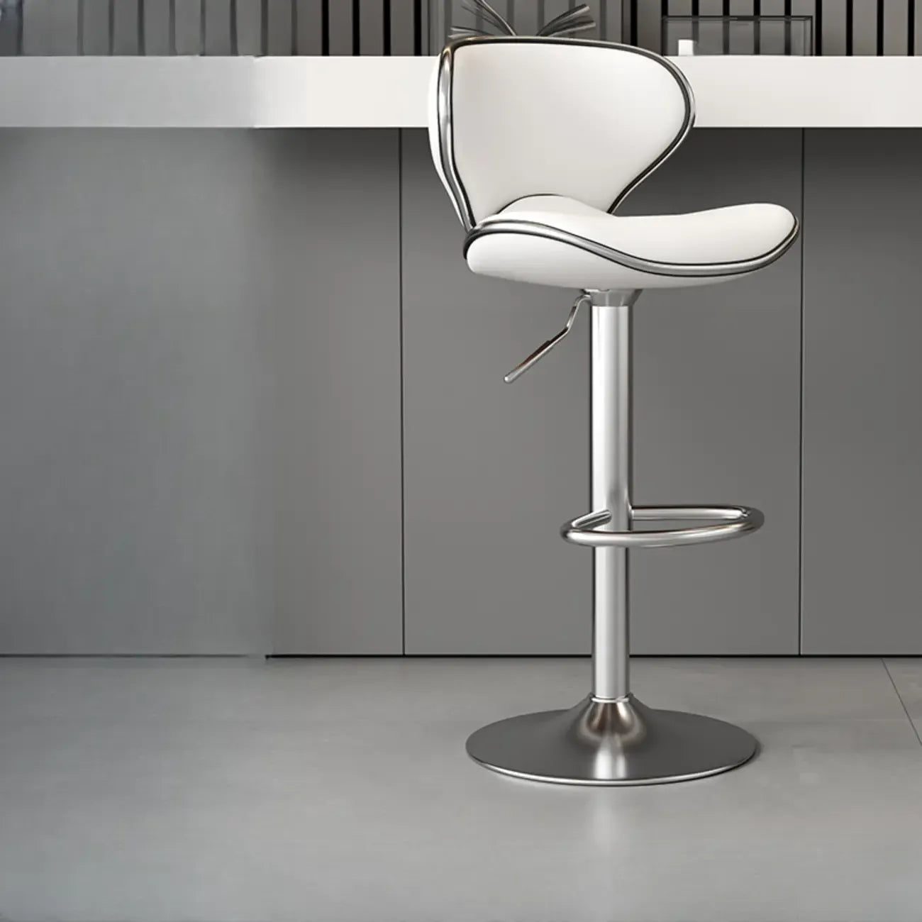Tabouret de bar réglable pivotant à coussin en cuir