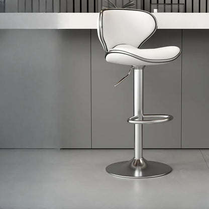 Tabouret de bar réglable pivotant à coussin en cuir
