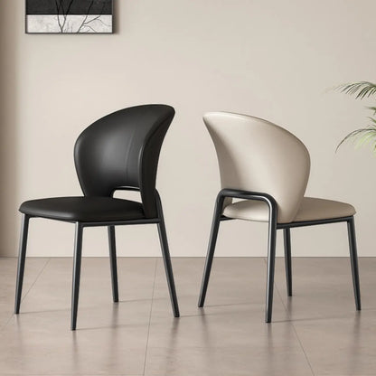 Chaise de salle à manger moderne en similicuir courbé à dossier bas