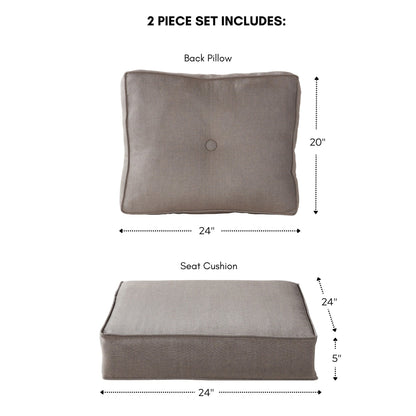 Ensemble de deux coussins d'extérieur haut de gamme Sunbrella pour assise profonde
