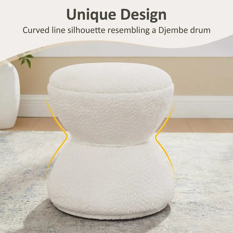VANOMi Ottoman rembourré Boucle Djembe avec base pivotante, pouf, tabouret de coiffeuse pivotant pour salon, dressing (lot de 2)