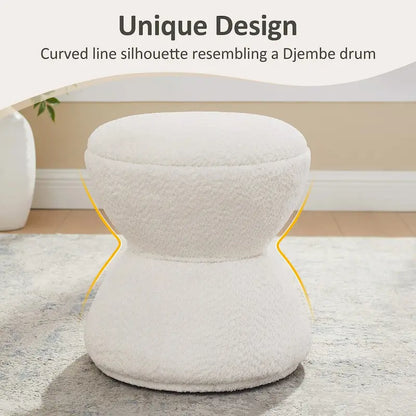VANOMi Ottoman rembourré Boucle Djembe avec base pivotante, pouf, tabouret de coiffeuse pivotant pour salon, dressing (lot de 2)
