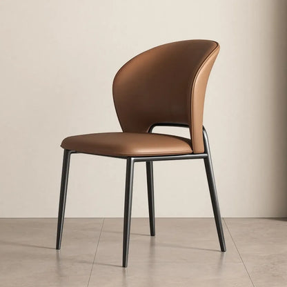 Chaise de salle à manger moderne en similicuir courbé à dossier bas