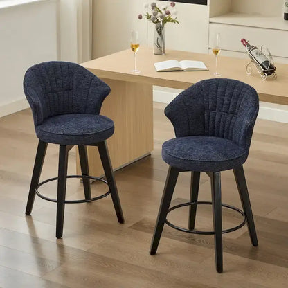 Lot de 2 tabourets de bar pivotants, chaises de salle à manger rembourrées avec large dossier, chaises de hauteur comptoir avec pieds en métal