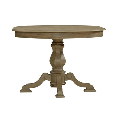 Table à dîner ronde sur pied Magnolia Manor avec rallonges escamotables - 2 finitions