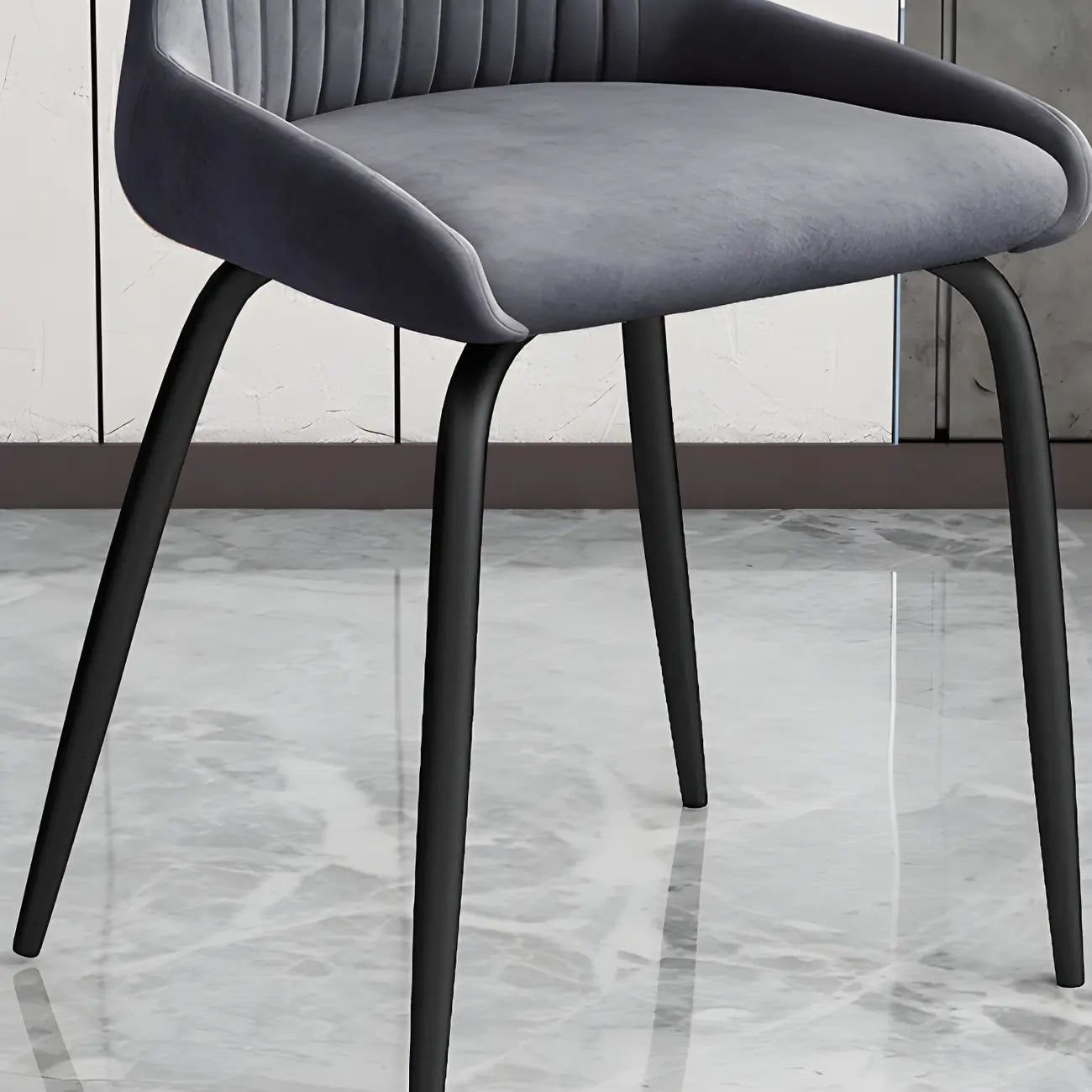 Chaises de salle à manger sans accoudoirs gris foncé industrielles