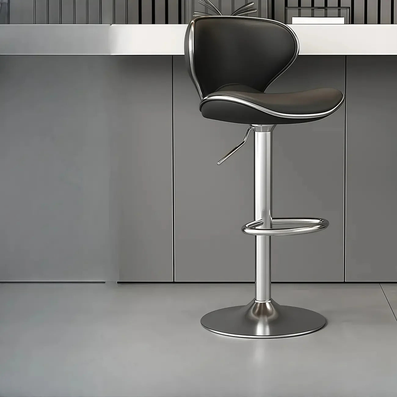 Tabouret de bar réglable pivotant à coussin en cuir