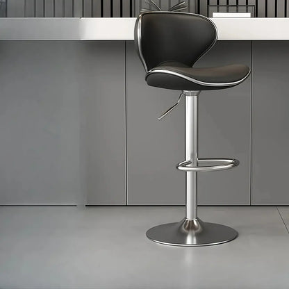 Tabouret de bar réglable pivotant à coussin en cuir