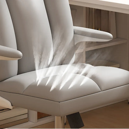 Chaise de bureau pivotante réglable en tissu blanc moderne