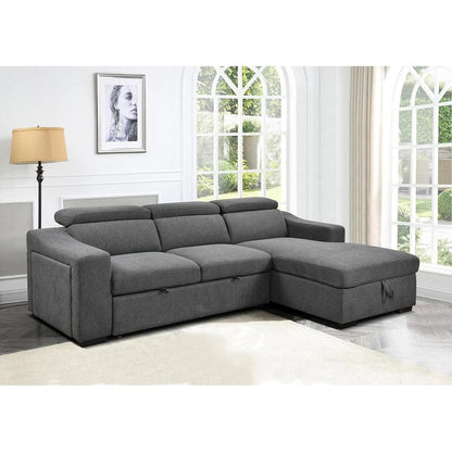 Roomfitters 103 Canapé sectionnel convertible avec méridienne de rangement, appuie-têtes réglables, canapé d'angle en L avec fonction couchage, gris foncé