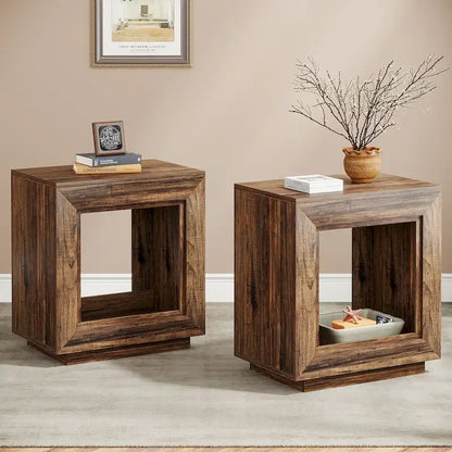 Table d'appoint en bois avec rangement, tables de chevet en noyer pour salon, chambre à coucher
