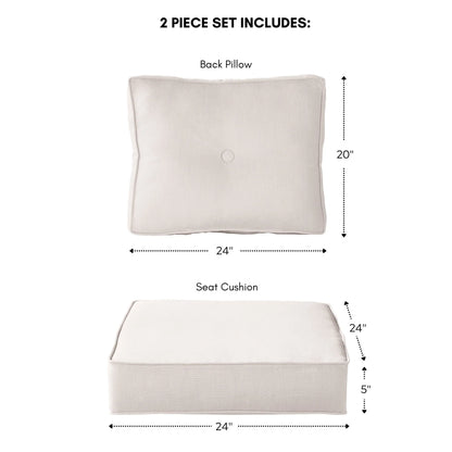 Ensemble de deux coussins d'extérieur haut de gamme Sunbrella pour assise profonde
