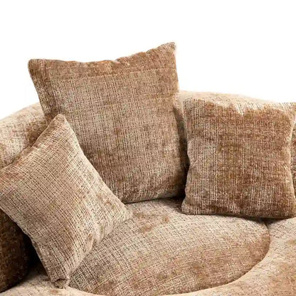 Canapé paresseux à dossier haut en chenille avec 3 oreillers et pouf géant
