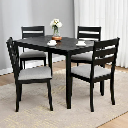Lot de 4 chaises de salle à manger en bois à dossier à lattes
