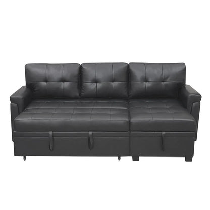Canapé d'angle réversible convertible avec lit gigogne, méridienne de rangement et pieds durables