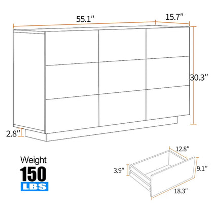 Commode à 9 tiroirs Tour de rangement pour chambre à coucher avec lumière