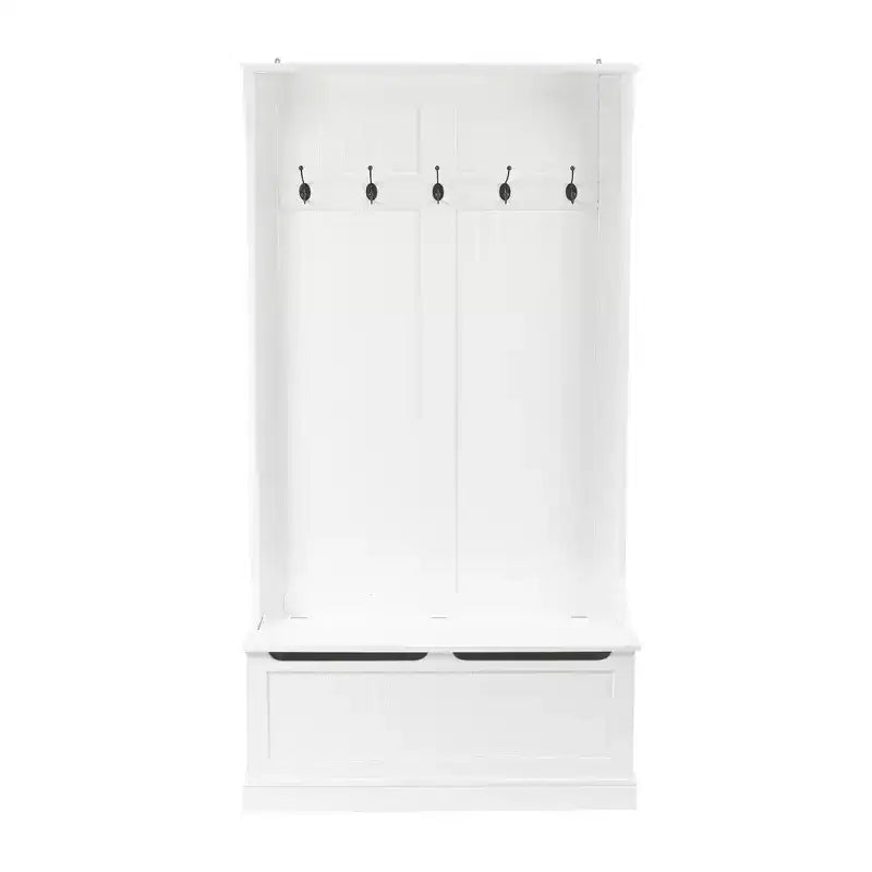 LuxenHome White MDF Hall Tree with Storage Bench