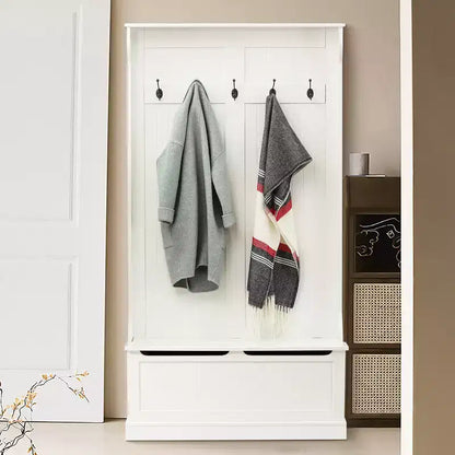 Meuble d'entrée LuxenHome blanc en MDF avec banc de rangement