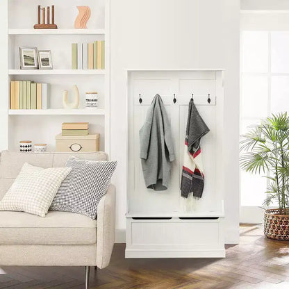 Meuble d'entrée LuxenHome blanc en MDF avec banc de rangement