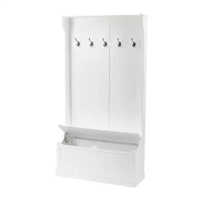 Meuble d'entrée LuxenHome blanc en MDF avec banc de rangement