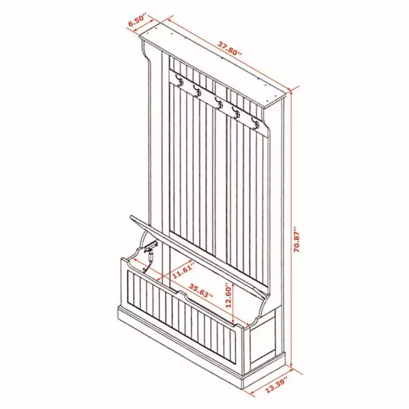 Meuble d'entrée LuxenHome blanc en MDF avec banc de rangement