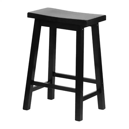 Tabourets de bar PJ Wood classiques de 61 cm de haut avec siège en forme de selle pour cuisines, salles à manger et bars, sans dossier, 4 pieds carrés, noirs (lot de 8)