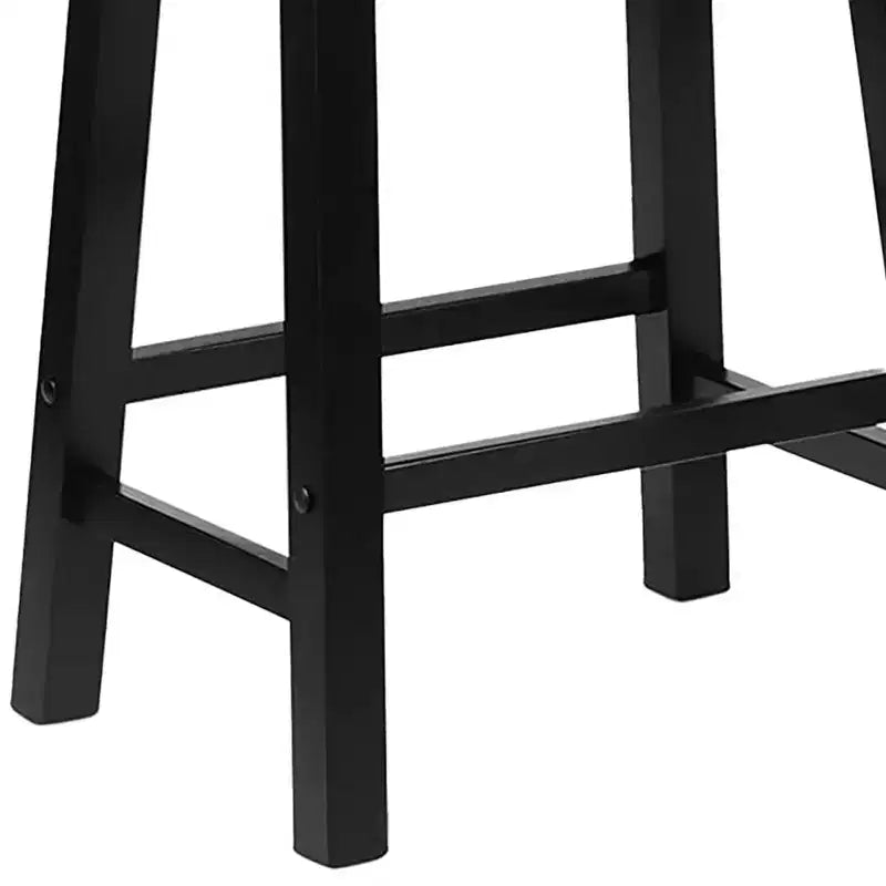 Tabourets de bar PJ Wood classiques de 61 cm de haut avec siège en forme de selle pour cuisines, salles à manger et bars, sans dossier, 4 pieds carrés, noirs (lot de 8)