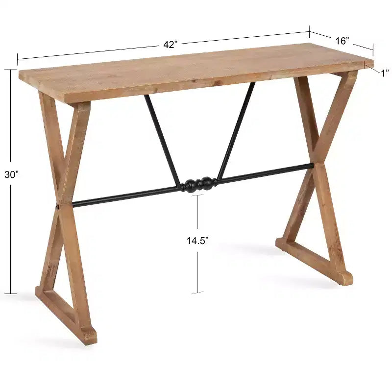 Console de table rectangulaire en bois Kate and Laurel Travere, 42x16x30, marron rustique