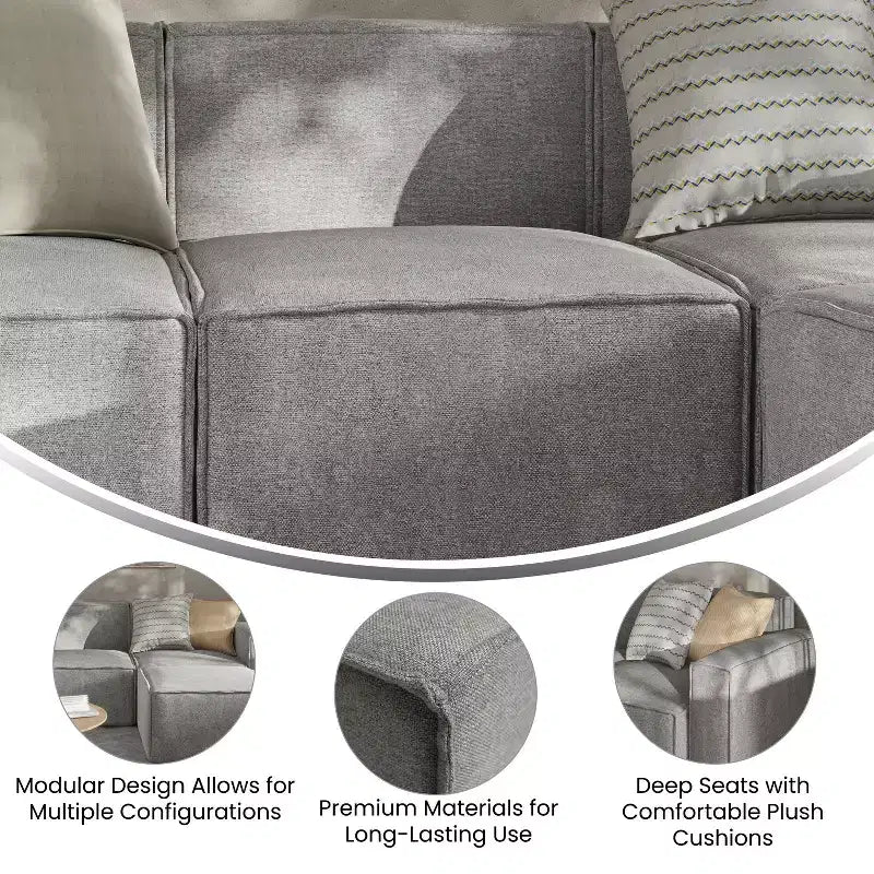 Flash Furniture Bridgetown, Canapé modulable de luxe, Siège central sans accoudoirs