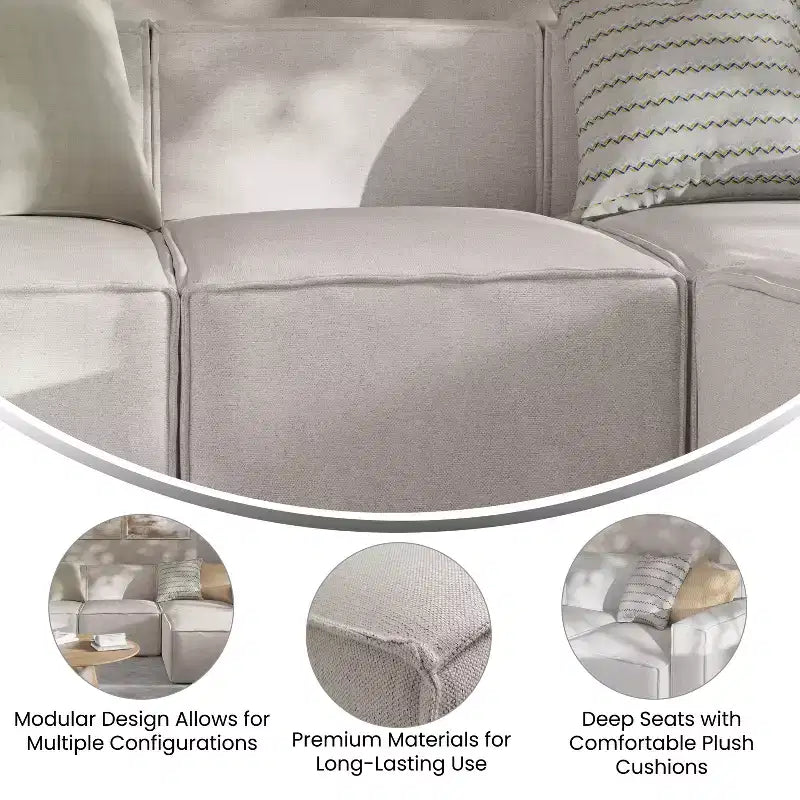 Flash Furniture Bridgetown, Canapé modulable de luxe, Siège central sans accoudoirs