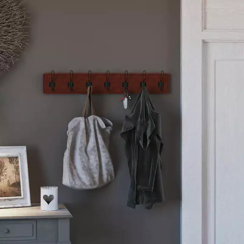 Étagère de rangement murale en pin Merrick Lane de 34 pouces avec crochets de suspension, pour entrée, cuisine, salle de bain