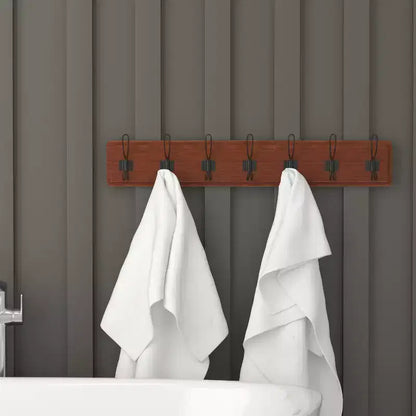 Étagère de rangement murale en pin Merrick Lane de 34 pouces avec crochets de suspension, pour entrée, cuisine, salle de bain