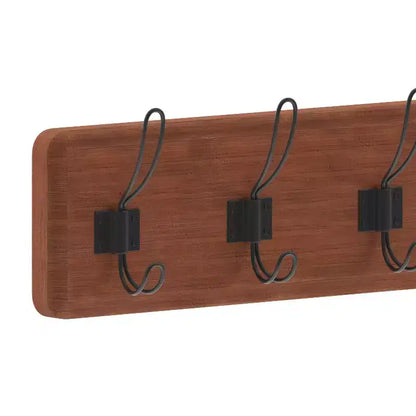 Étagère de rangement murale en pin Merrick Lane de 34 pouces avec crochets de suspension, pour entrée, cuisine, salle de bain