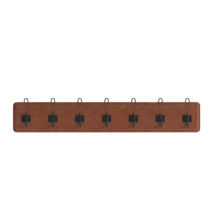Étagère de rangement murale en pin Merrick Lane de 34 pouces avec crochets de suspension, pour entrée, cuisine, salle de bain