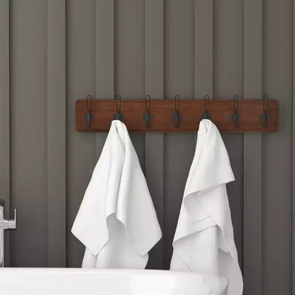 Étagère de rangement murale en pin Merrick Lane de 34 pouces avec crochets de suspension, pour entrée, cuisine, salle de bain