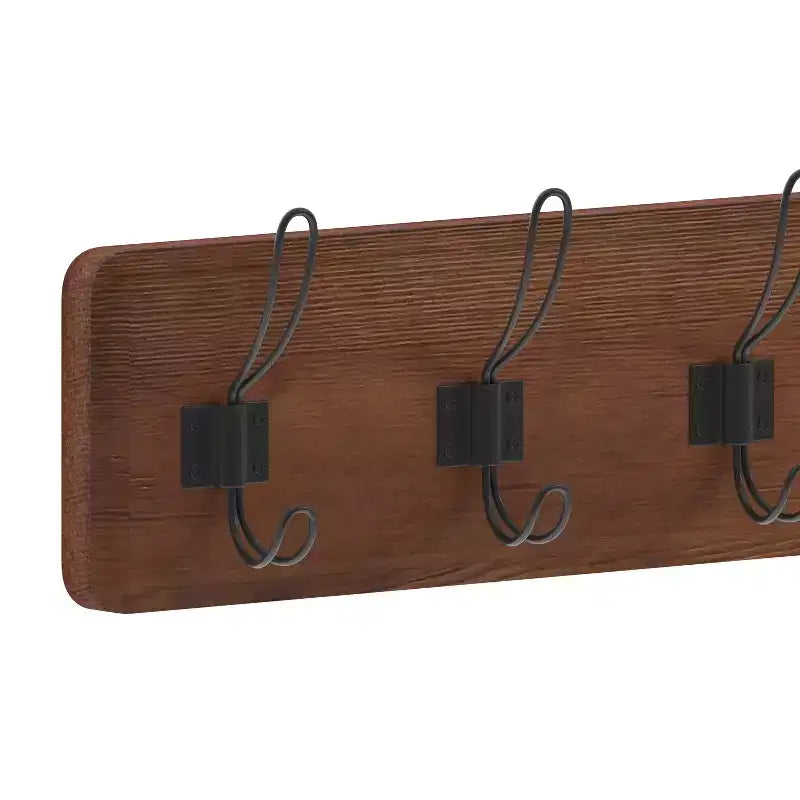 Étagère de rangement murale en pin Merrick Lane de 34 pouces avec crochets de suspension, pour entrée, cuisine, salle de bain