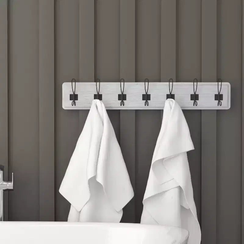 Étagère de rangement murale en pin Merrick Lane de 34 pouces avec crochets de suspension, pour entrée, cuisine, salle de bain