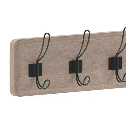 Étagère de rangement murale en pin Merrick Lane de 34 pouces avec crochets de suspension, pour entrée, cuisine, salle de bain