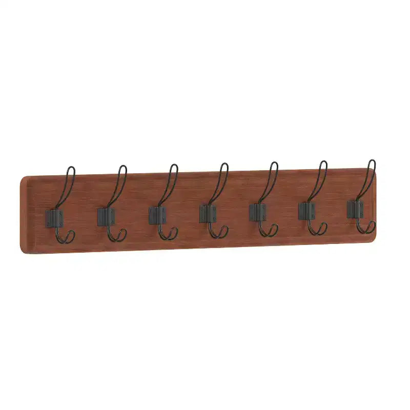 Étagère de rangement murale en pin Merrick Lane de 34 pouces avec crochets de suspension, pour entrée, cuisine, salle de bain